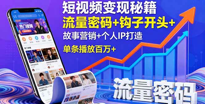 (16079期)短视频变现秘籍,流量密码+钩子开头+故事营销+个人IP打造,单条播放百万+-皓哥创业笔记