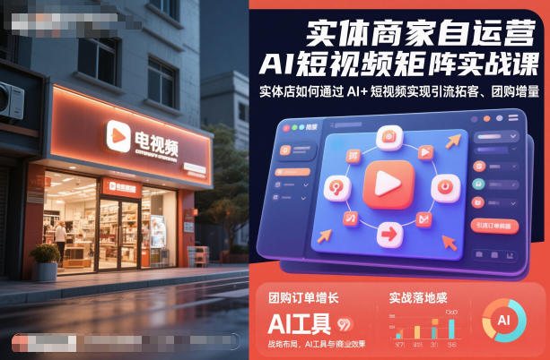 实体商家自运营AI短视频矩阵实战课，实体店如何通过AI+短视频实现引流拓客、团购增量-皓哥创业笔记