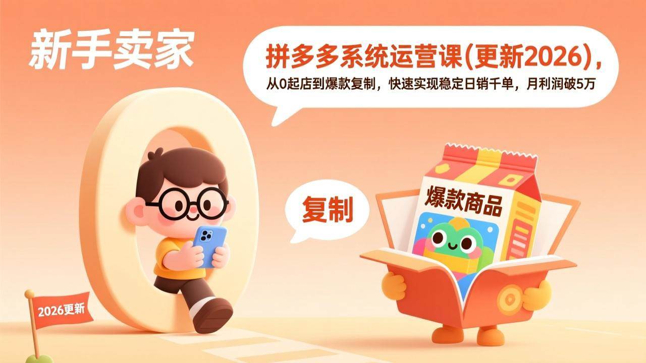 （17202期）拼多多系统运营课(更新2026)，从0起店到爆款复制，快速实现稳定日销千单，月利润破5万-皓哥创业笔记