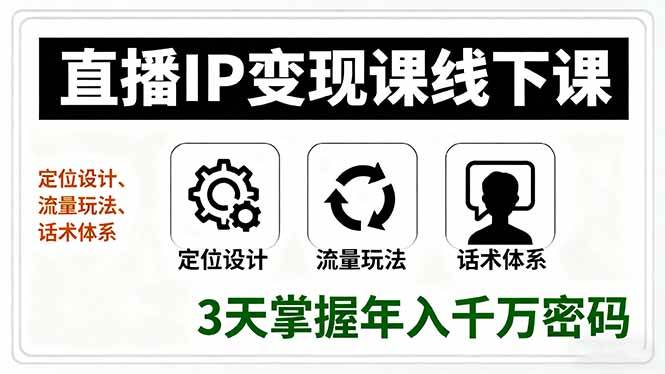（16065期）直播IP变现课线下课，定位设计、流量玩法、话术体系，3天掌握年入千万密码-皓哥创业笔记