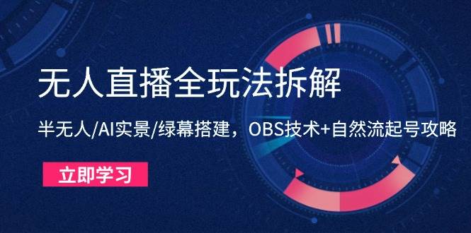 （14684期）无人直播全玩法拆解：半无人/AI实景/绿幕搭建，OBS技术+自然流起号攻略-皓哥创业笔记