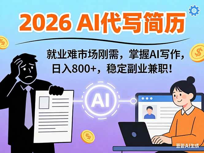 （17119期）AI代写简历，超暴利，用万能模板月入1-3万实战教程，2026年市场刚需！-皓哥创业笔记