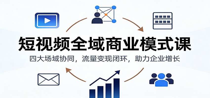 短视频全域商业模式课：四大场域协同，流量变现闭环，助力企业增长-皓哥创业笔记