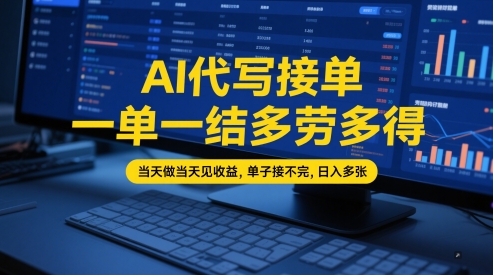 AI代写接单,一单一结多劳多得,当天做当天见收益,单子接不完,日入多张【全网最全实操课程】-皓哥创业笔记