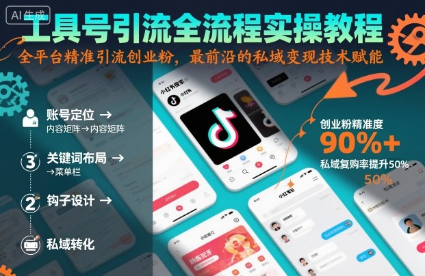 工具号引流全流程保姆级实操教程，全平台精准引流创业粉，最前沿的私域变现技术赋能-皓哥创业笔记