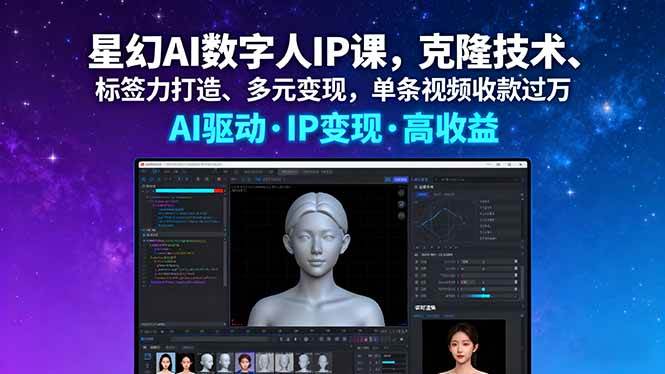 （16051期）星幻AI数字人IP课，克隆技术、标签力打造、多元变现，单条视频收款过万-皓哥创业笔记