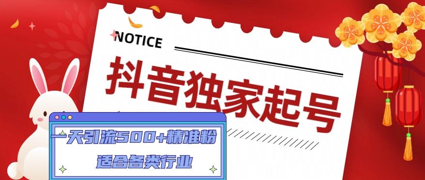 （4906期）抖音独家起号，一天引流500+精准粉，适合各类行业（9节视频课）-皓哥创业笔记