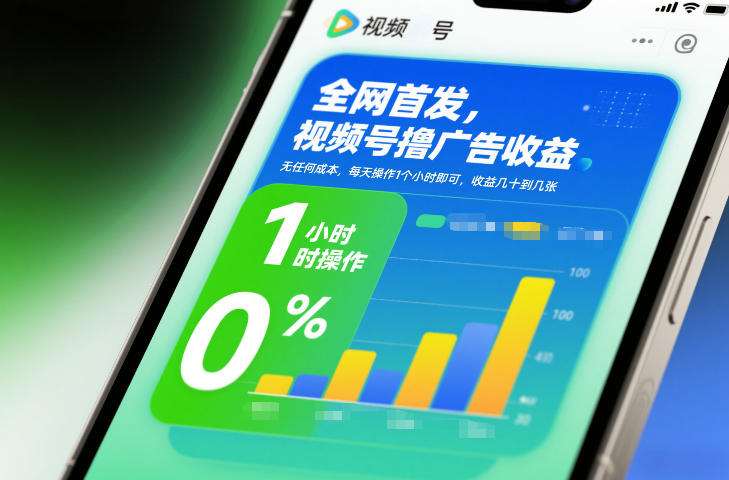 全网首发，视频号撸广告收益，无任何成本，每天操作1个小时即可，收益几十到几张-皓哥创业笔记