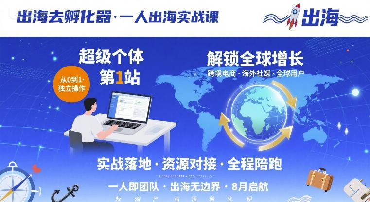 出海去孵化器，一人出海实战课，超级个体第1站，解锁全球增长-皓哥创业笔记