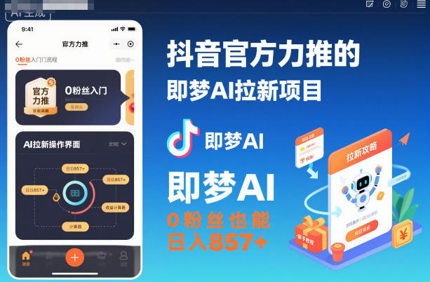 抖音官方力推的即梦AI拉新项目,0粉丝也能日入857+(附即梦AI拉新推广入口及教学)-皓哥创业笔记