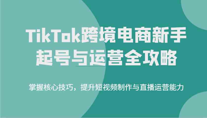 TikTok跨境电商新手起号与运营全攻略，掌握核心技巧，提升短视频制作与直播运营能力-皓哥创业笔记