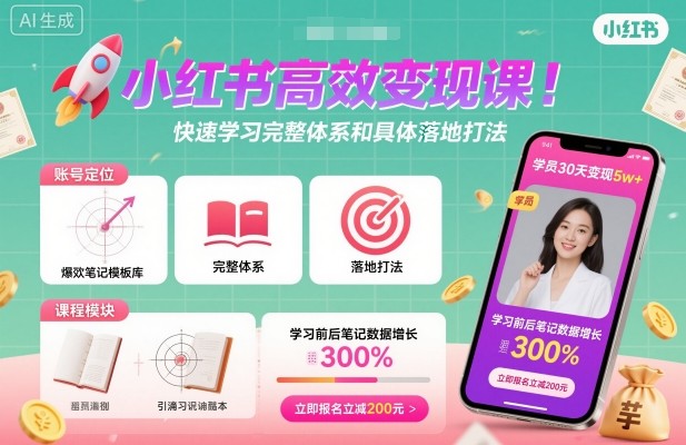 小红书高效变现课,快速学习小红书完整体系和具体落地打法-皓哥创业笔记