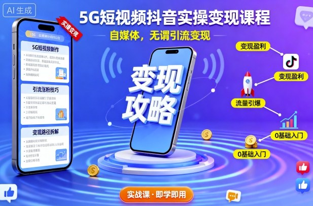 5G短视频抖音实操变现课程,自媒体,无谓引流变现-皓哥创业笔记