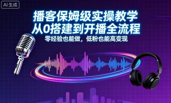 播客保姆级实操教学，从0搭建到开播全流程，零经验也能做，低粉也能高变现-皓哥创业笔记