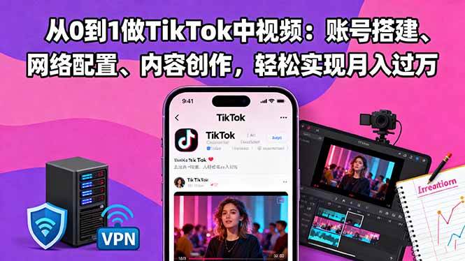 （16461期）从0到1做TikTok中视频：账号搭建、网络配置、内容创作，轻松实现月入过万-皓哥创业笔记