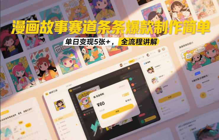 漫画故事赛道条条爆款制作简单，单日变现5张+，全流程讲解-皓哥创业笔记