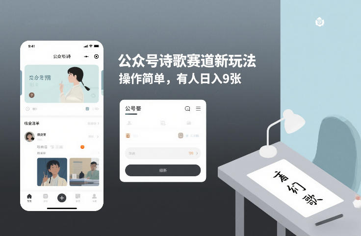 公众号诗歌赛道新玩法，操作简单，有人日入9张-皓哥创业笔记
