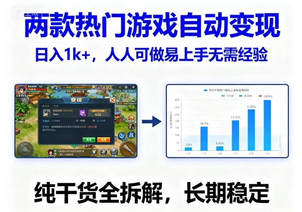 两款热门游戏自动变现，日入1k+，人人可做易上手无需经验，纯干货全拆解，长期稳定【揭秘】-皓哥创业笔记