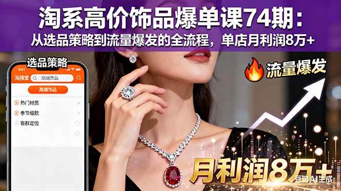 （16351期）淘系高价饰品爆单课74期：从选品策略到流量爆发的全流程，单店月利润8万+-皓哥创业笔记