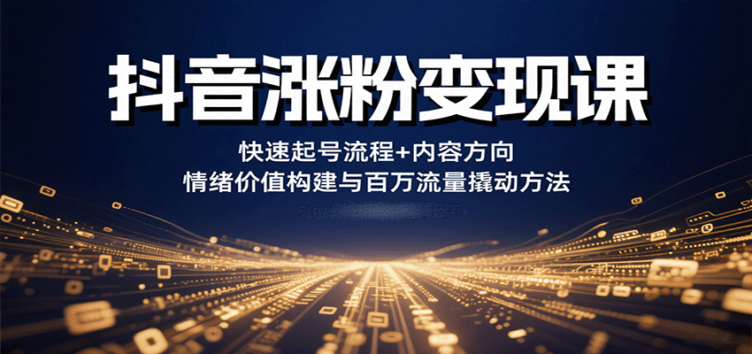 抖音涨粉变现课，快速起号流程+内容方向+情绪价值构建与百万流量撬动方法-皓哥创业笔记