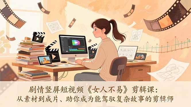 （17305期）剧情竖屏短视频《女人不易》剪辑课：从素材到成片、助你成为能驾驭复杂故事的剪辑师-皓哥创业笔记