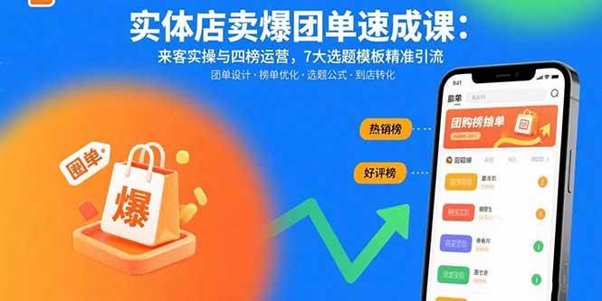 （15834期）实体店卖爆团单速成课：来客实操与四榜运营，7大选题模板精准引流-皓哥创业笔记