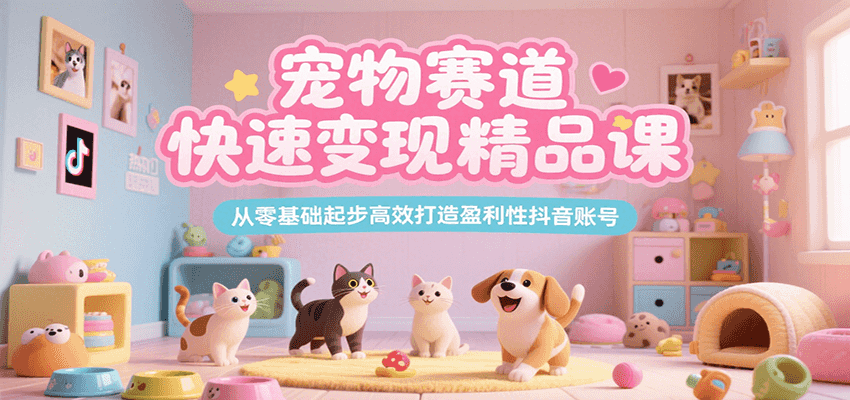 宠物赛道快速变现精品课，从零基础起步高效打造盈利性抖音账号-皓哥创业笔记