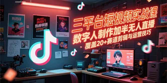 （15265期）三平台短视频实战课，数字人制作加半无人直播，覆盖20+赛道剪辑与运营技巧-皓哥创业笔记