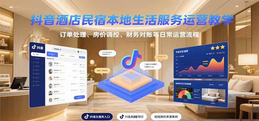 抖音酒店民宿本地生活服务运营教学，订单处理、房价调控、财务对账等日常运营流程-皓哥创业笔记