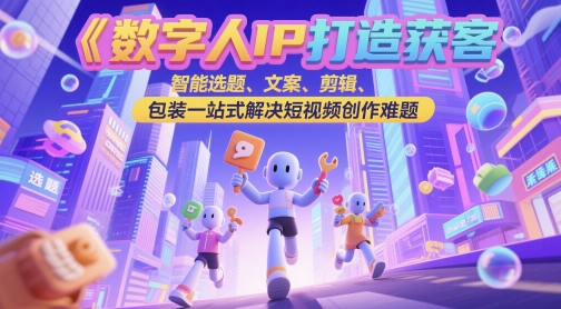 数字人IP打造获客变现实操课,智能选题、文案、剪辑、包装一站式解决短视频创作难题-皓哥创业笔记