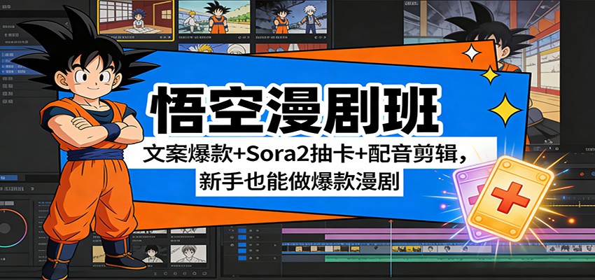 悟空漫剧班：文案爆款+Sora2抽卡+配音剪辑，新手也能做爆款漫剧-皓哥创业笔记