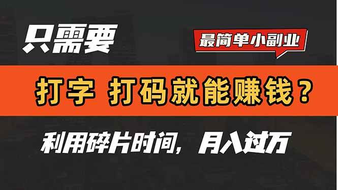 (14673期)只需要打字,打码,就能赚钱?简单的赚钱小副业,利用碎片时间,月入过万-皓哥创业笔记