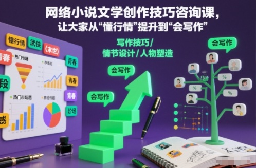 网络小说文学创作技巧咨询课，让大家从“懂行情”提升到”会写作”的高度-皓哥创业笔记