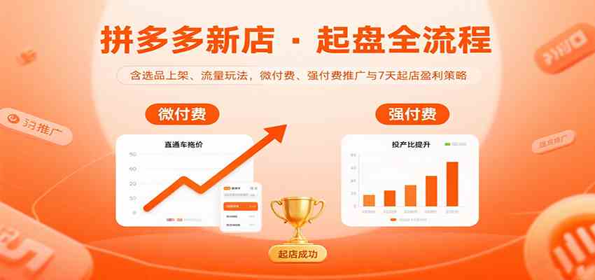 拼多多新店起盘全流程，含选品上架、流量玩法，微付费、强付费推广与7天起店盈利策略-皓哥创业笔记