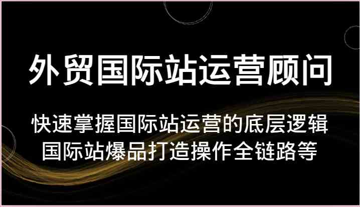 外贸国际站运营顾问-快速掌握国际站运营的底层逻辑，国际站爆品打造操作全链路等-皓哥创业笔记