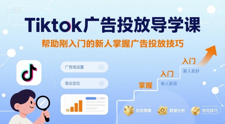 Tiktok广告投放导学课,帮助刚入门的新人掌握广告投放技巧-皓哥创业笔记
