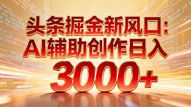（16923期）头条掘金新风口：AI辅助创作日入3000+，矩阵玩法当天启动隔天见效-皓哥创业笔记