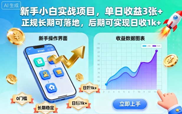 新手小白实战项目，单日收益3张+，正规长期可落地，后期可实现日收1k+【揭秘】-皓哥创业笔记