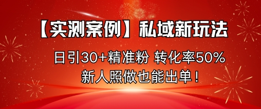 【实测案例】私域新玩法，日引30+精准粉，转化率50%，新人照做也能出单！-皓哥创业笔记