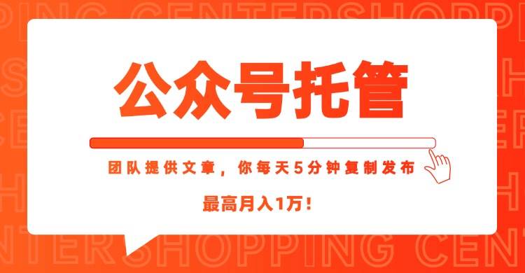 （15109期）【公众号托管 】我提供文章，你每天５分钟复制发布，最高月入1W-皓哥创业笔记