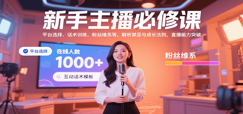 新手主播必修课：平台选择、话术训练、粉丝维系等，解析禁忌与成长法则，突破直播能力-皓哥创业笔记