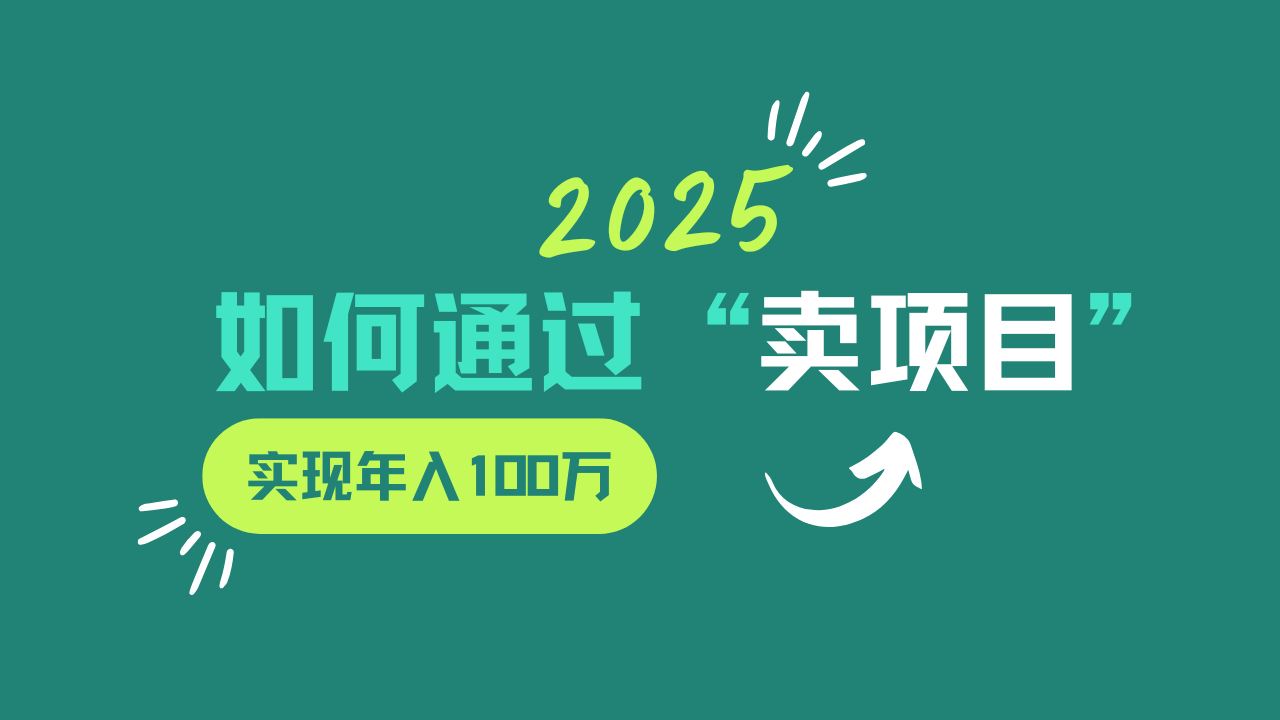 2025年如何通过“卖项目”实现年入100w-皓哥创业笔记