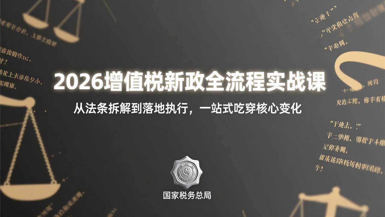 (17529期)2026增值税新政全流程实战课:从法条拆解到落地执行,一站式吃透核心变化-皓哥创业笔记
