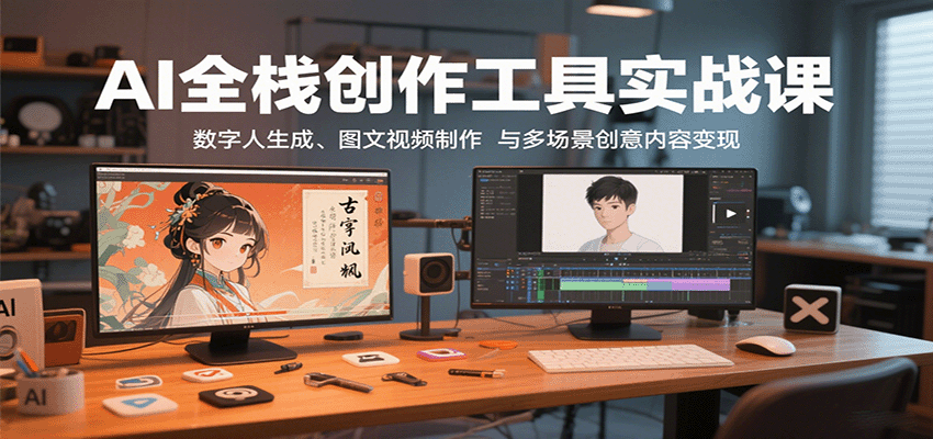 AI全栈创作工具实战课：数字人生成、图文视频制作与多场景创意内容变现-皓哥创业笔记