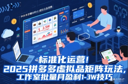 标准化运营！2025拼多多虚拟品矩阵玩法，工作室批量月盈利1-3W技巧【揭秘】-皓哥创业笔记