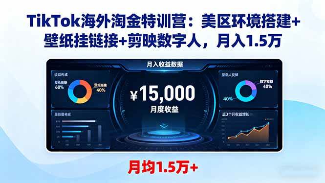 （16346期）TikTok海外淘金特训营：美区环境搭建+壁纸挂链接+剪映数字人，月入1.5万-皓哥创业笔记