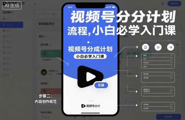 视频号分成计划实操流程，小白必学入门课-皓哥创业笔记