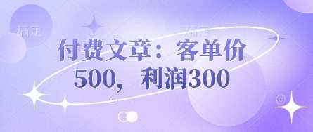 付费文章：客单价500，利润300-皓哥创业笔记