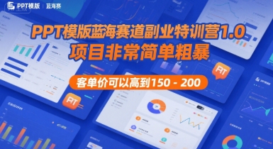 PPT模版蓝海赛道副业特训营1.0,项目非常简单粗暴,客单价可以高到150-200-皓哥创业笔记