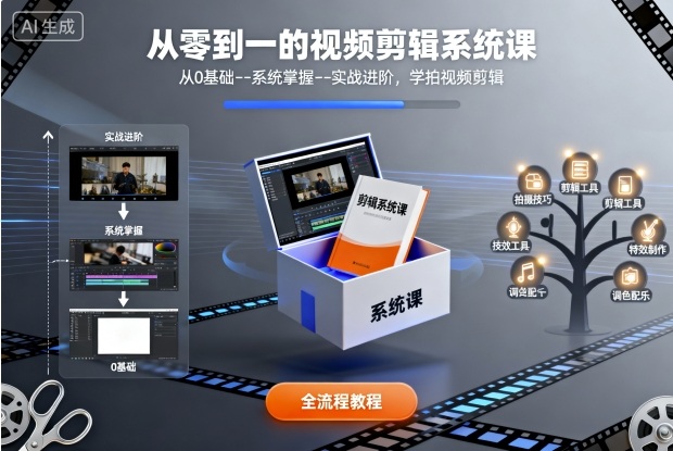 从零到一的视频剪辑系统课,从0基础–系统掌握–实战进阶,学拍视频剪辑-皓哥创业笔记